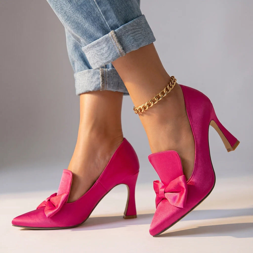 Layla Satin Bow Heels