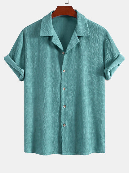 Textured Seersucker Short Sleeve Shirt & Drawstring Shorts Set