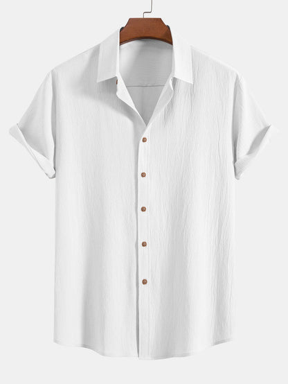 Crinkled Textured Shirt & Crinkle Textured Drawstring 5" Shorts