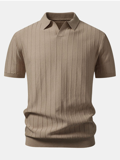 Stripe Johnny Collar Knit Polo