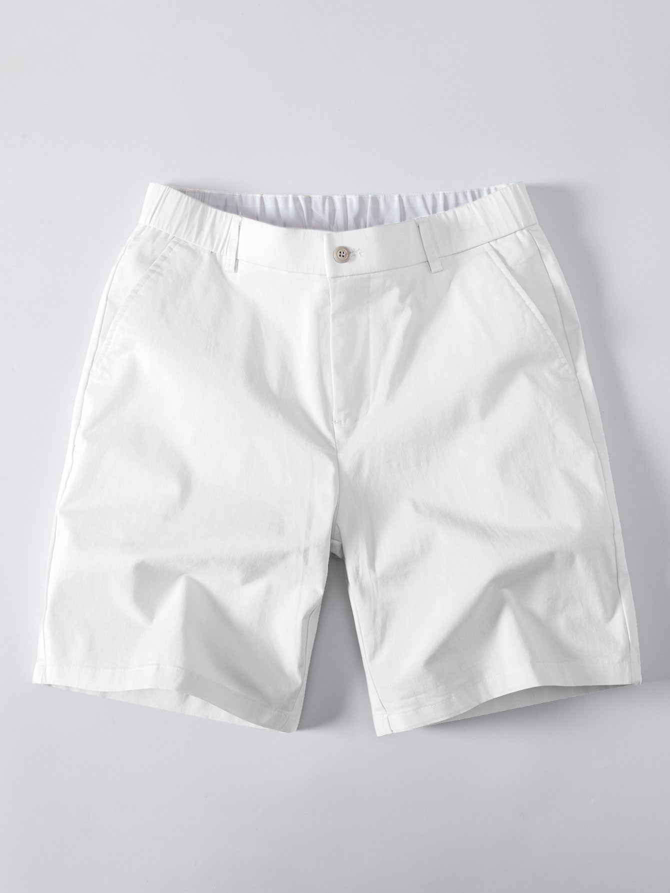 Texture Contrast Knitted V Neck Polo Shirt & Elastic Waist Chino Shorts