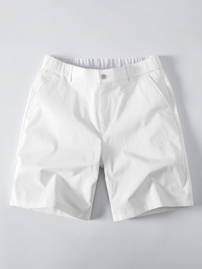 Texture Contrast Knitted V Neck Polo Shirt & Elastic Waist Chino Shorts