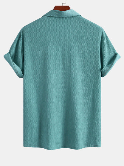 Textured Seersucker Short Sleeve Shirt & Drawstring Shorts Set