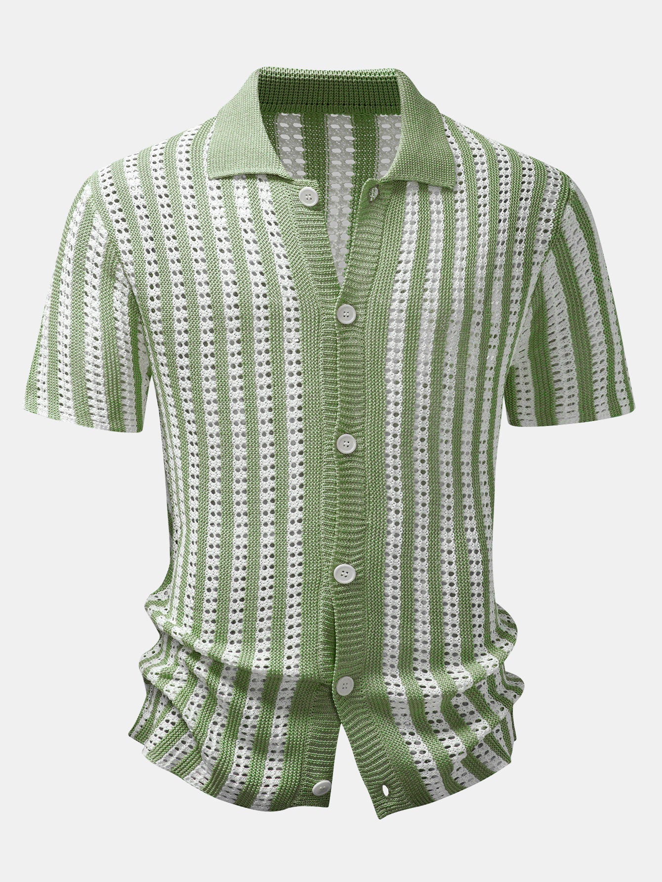 Striped Crochet Button Up Shirt