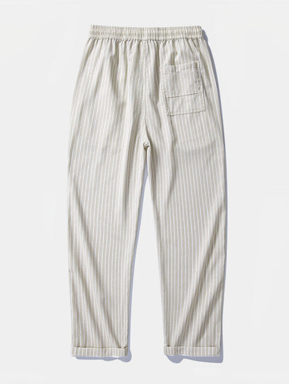 Stripe Straight Leg Linen Pants
