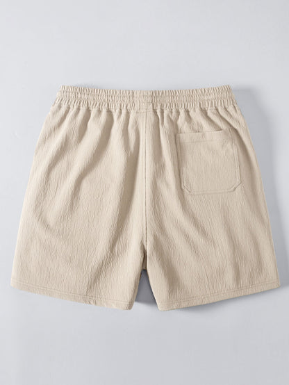Texture Jacquard Cuban Shirt & Crinkle Textured Drawstring 5" Shorts