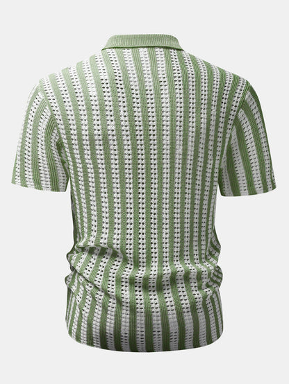 Striped Crochet Button Up Shirt