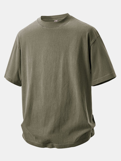 Heavyweight Washed Drop Shoulder T-Shirt & Distressed Shorts Set