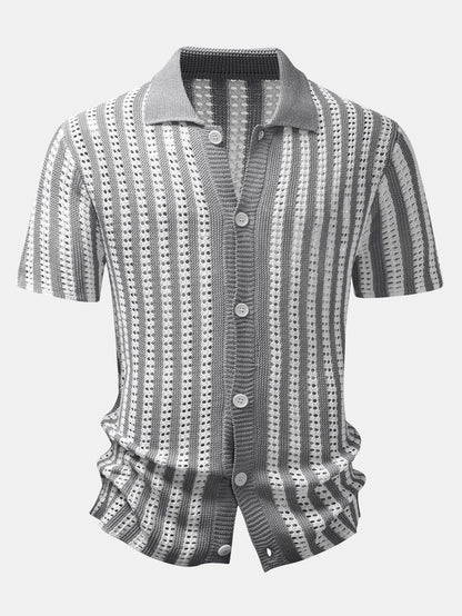 Striped Crochet Button Up Shirt