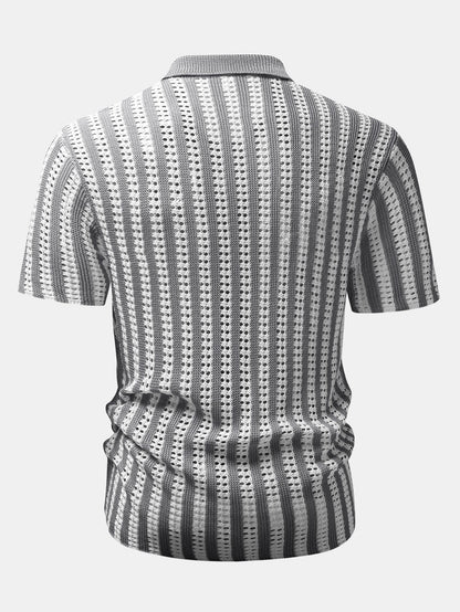 Striped Crochet Button Up Shirt