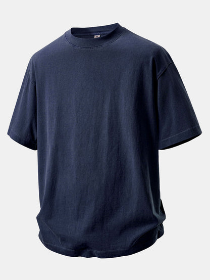 Heavyweight Washed Drop Shoulder T-Shirt & Distressed Shorts Set