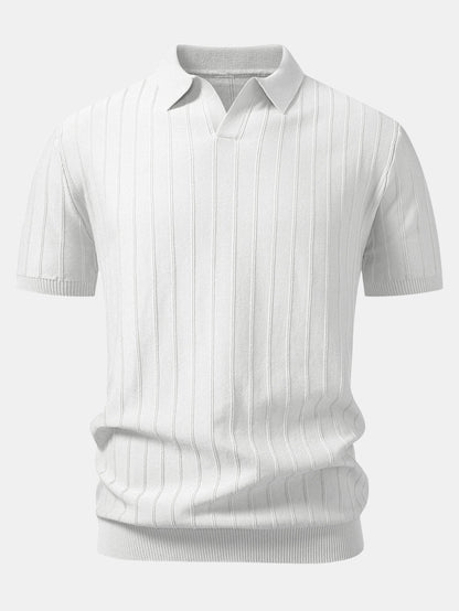 Stripe Johnny Collar Knit Polo