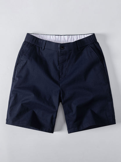 Texture Contrast Knitted V Neck Polo Shirt & Elastic Waist Chino Shorts