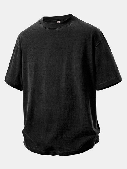 Heavyweight Washed Drop Shoulder T-Shirt & Distressed Shorts Set