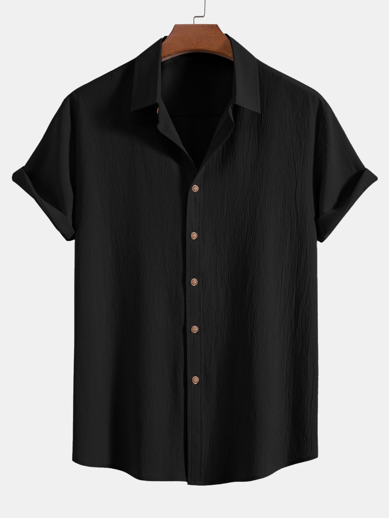 Crinkled Textured Shirt & Crinkle Textured Drawstring 5" Shorts