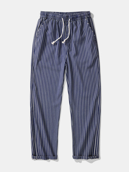 Stripe Straight Leg Linen Pants