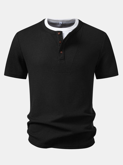 2 In 1 Waffle Henley Shirt