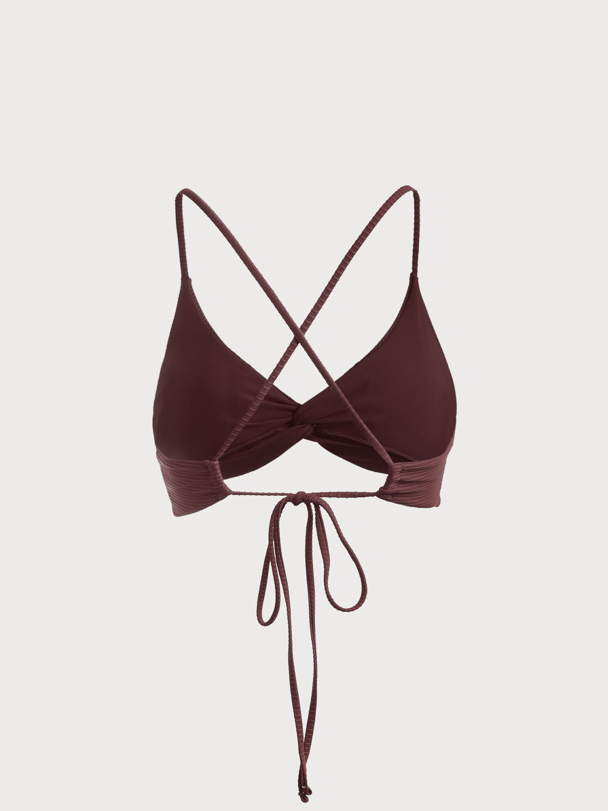 Brown Twist Backless Bikini Top
