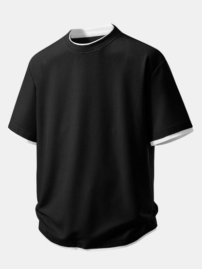 Relax Fit 2 In 1 Waffle Crew Collar T-Shirt
