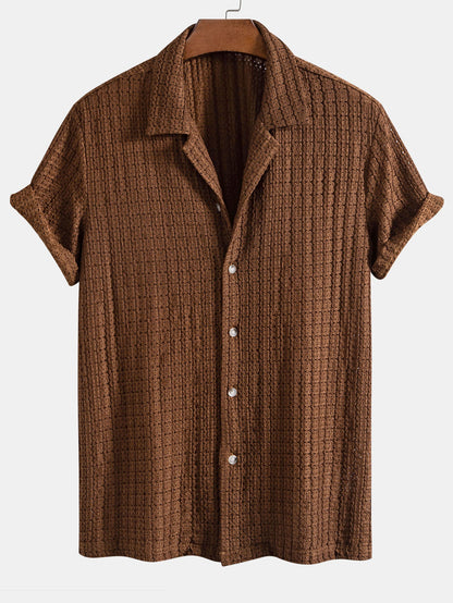 Texture Jacquard Cuban Shirt & Crinkle Textured Straight Leg Pants