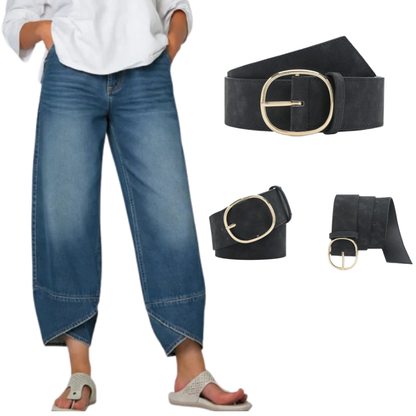Casual Women's Jeans with Asymmetrical Hem & Loose Fit (S-3XL)
