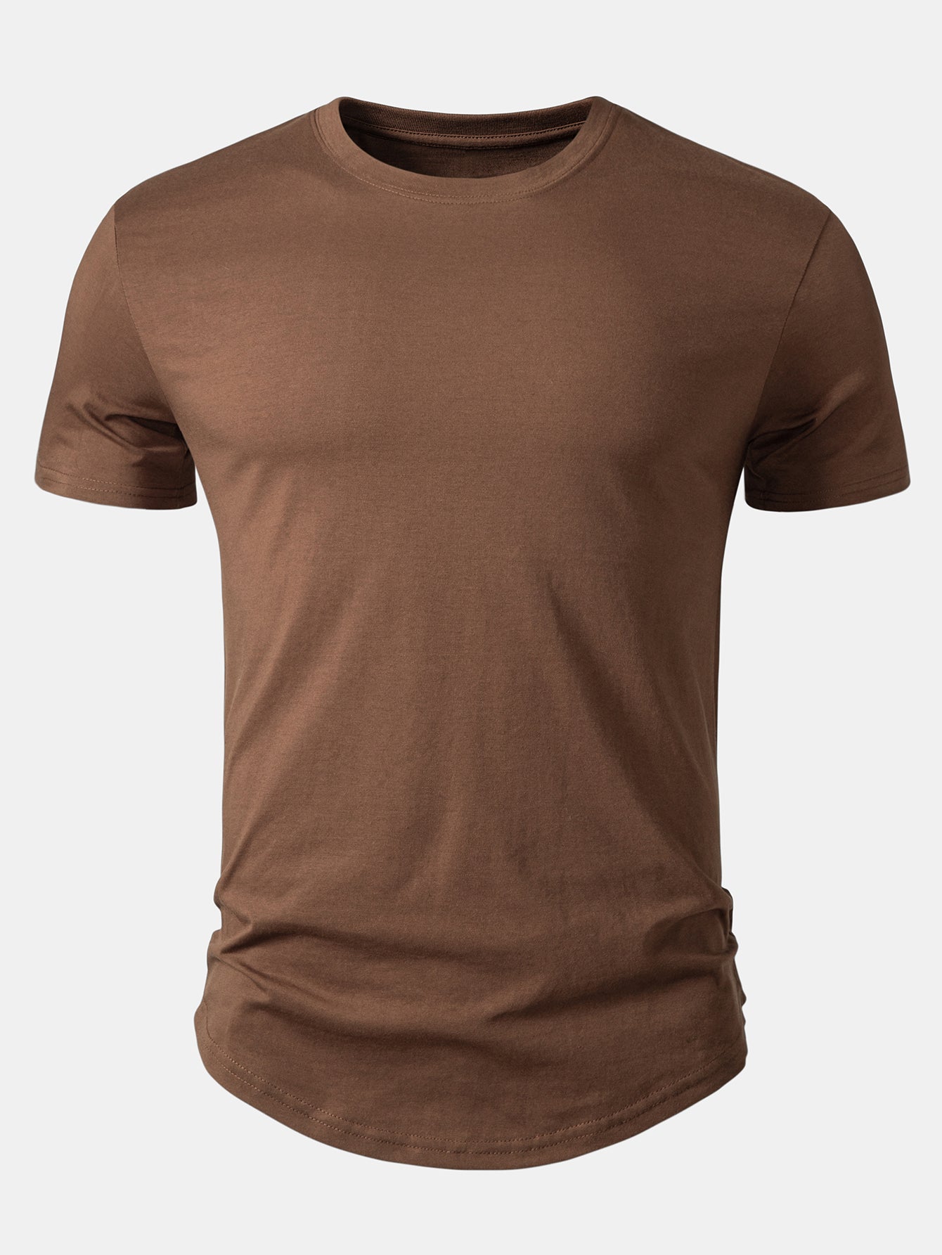 Basic Cotton Arc Hem T-Shirt