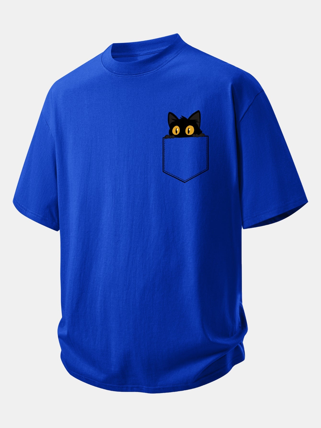 Relax Fit Pink Panther With V Sign Print Cotton T-Shirt
