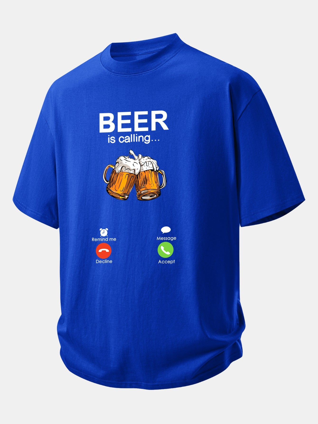 Relax Fit Beer Is Calling Print Cotton T-Shirt