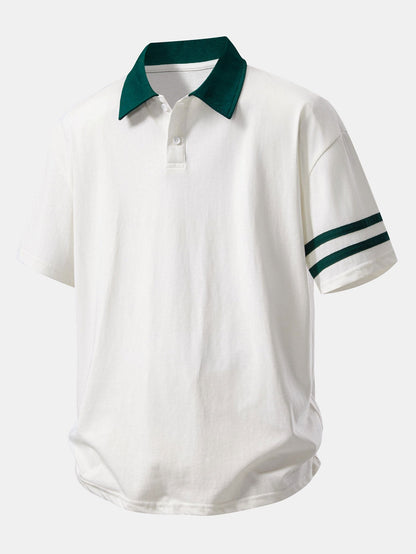 Relax Fit Contrast Collar Polo Shirt & Cotton Drawstring 7" Shorts