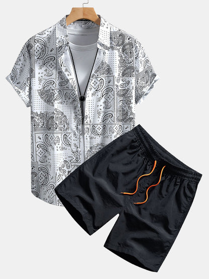 Paisley Button Up Shirt & Swim Shorts