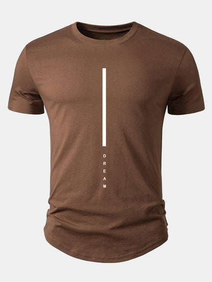 Dream Stripe Print Cotton Arc Hem T-Shirt
