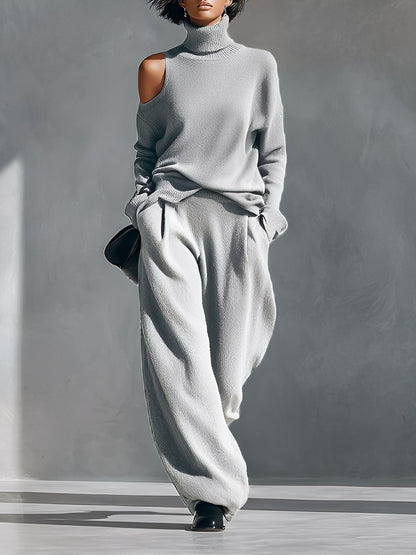 One-Shoulder Cut-Out Knit Blend Set