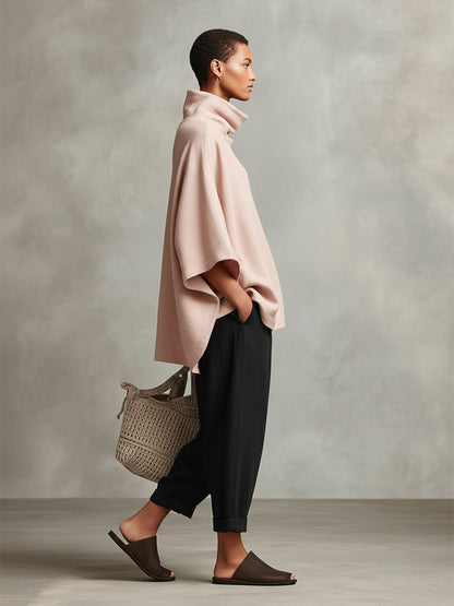 Pink Bohemian Tie Pocket Straight-Leg Two-Piece Set