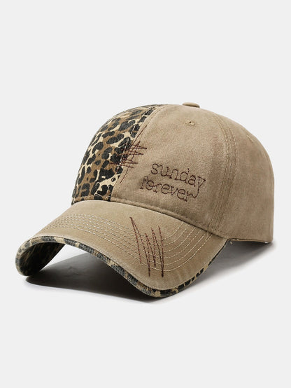 American Vintage Leopard Print Letter Embroidery Baseball Cap