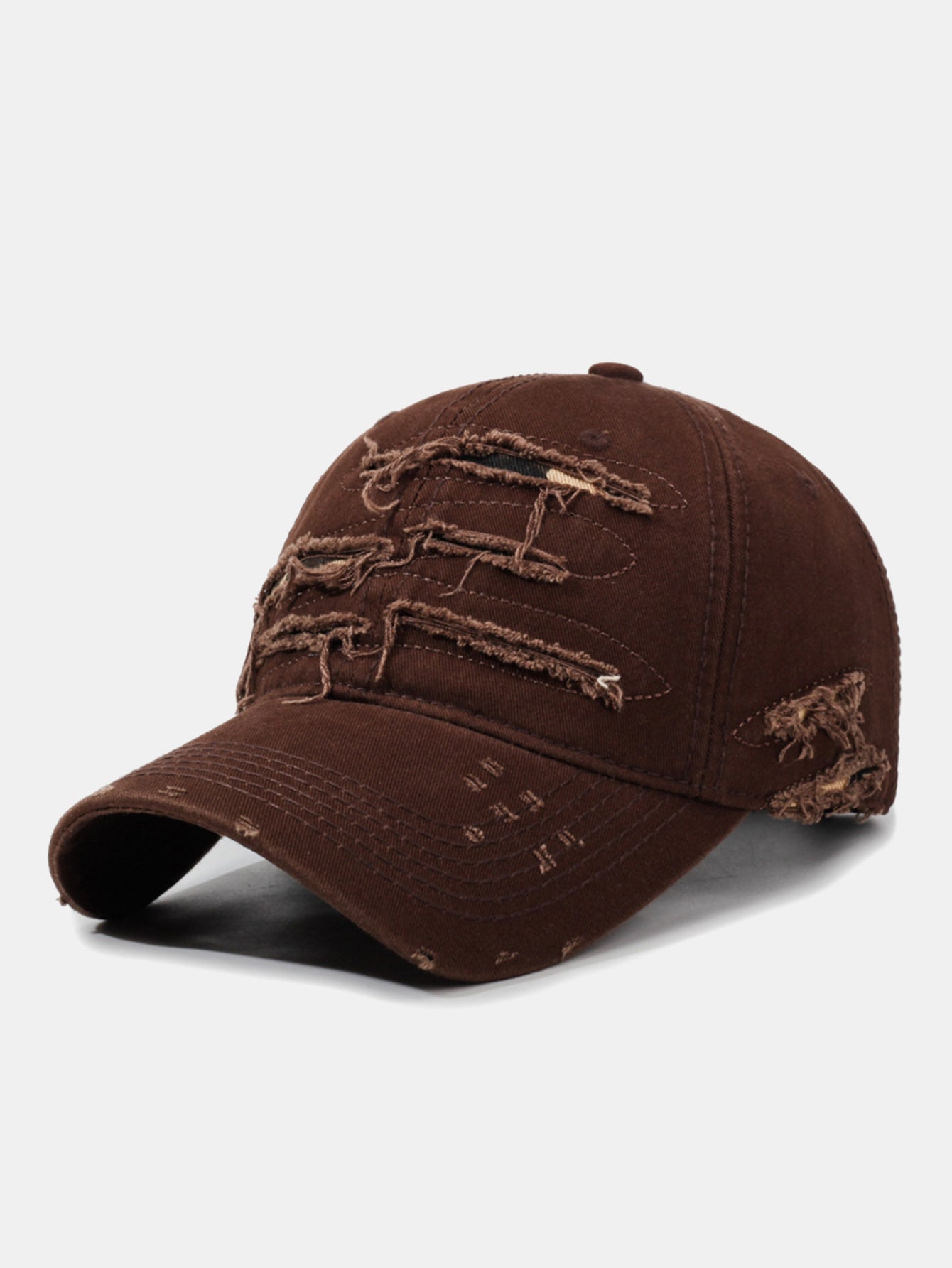 Vintage Baseball Cap With Irregular Distressed Frayed Edges And Tassels