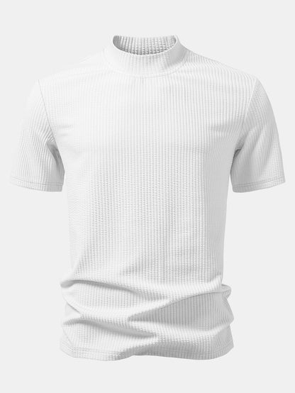 Ribbed Mock Neck T-Shirt & Straight Leg Ribbed Pants