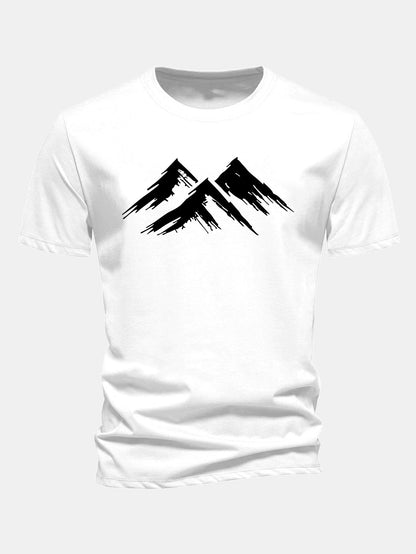 Regular Fit Mountain Print Cotton T-Shirt