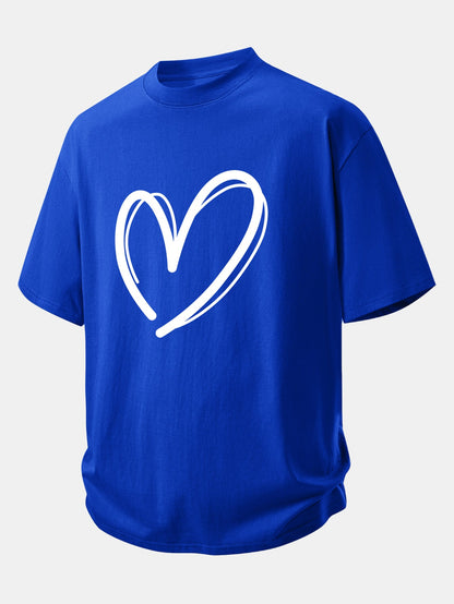 Relax Fit Heart Print Cotton T-Shirt