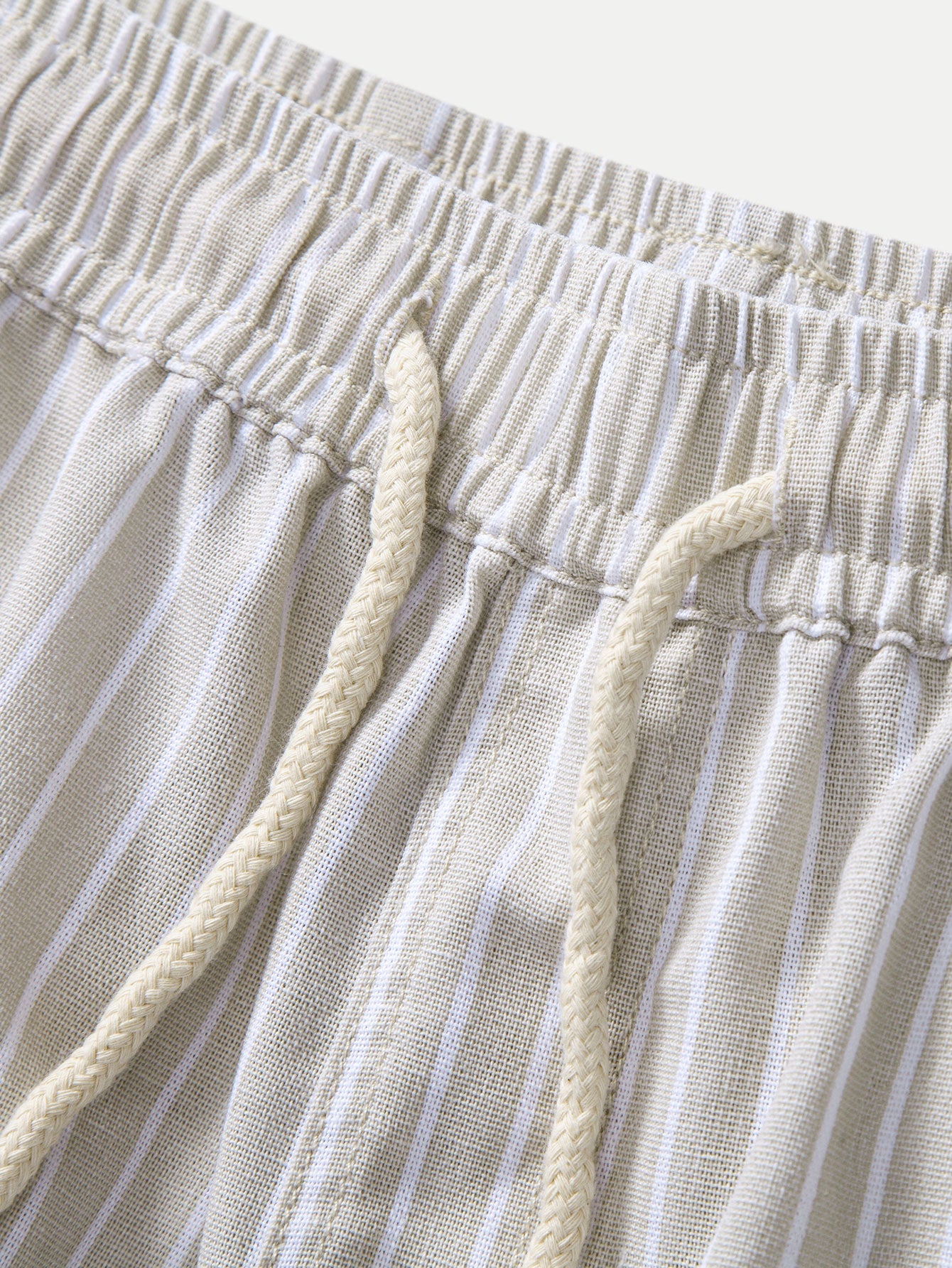 Linen Rayon Blend Button Up Shirt & Stripe Straight Leg Linen Pants
