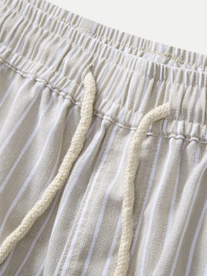 Stripe Straight Leg Linen Pants