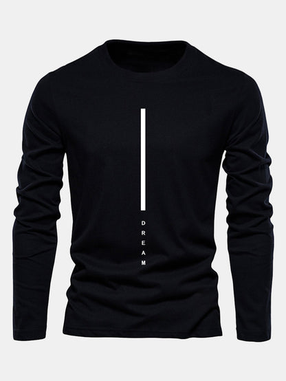 Long Sleeve Dream Stripe Print Cotton T-Shirt