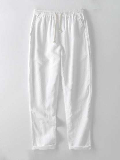 Geometric Jacquard Button Up Shirt & Straight Leg Linen Pants
