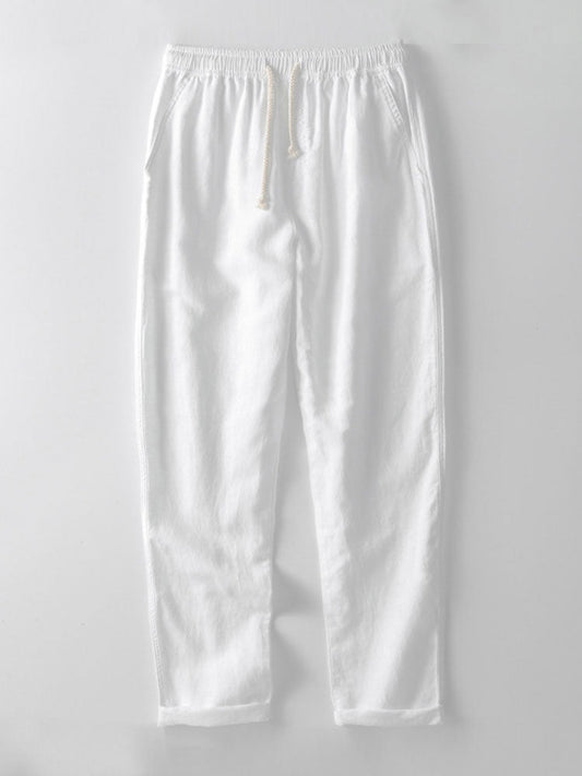 Geometric Jacquard Button Up Shirt & Straight Leg Linen Pants
