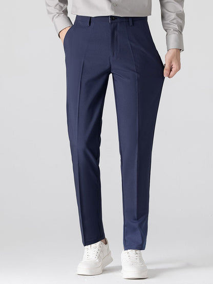 Stripe Button Up Knit Shirt & Slim Fit Tapered Trousers