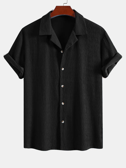 Textured Seersucker Short Sleeve Shirt & Drawstring Shorts Set