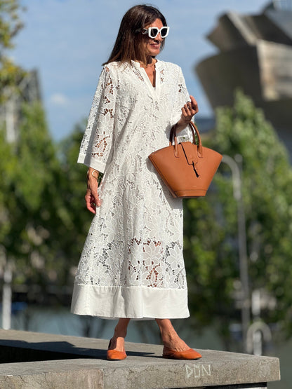 Abito Luana in pizzo bianco