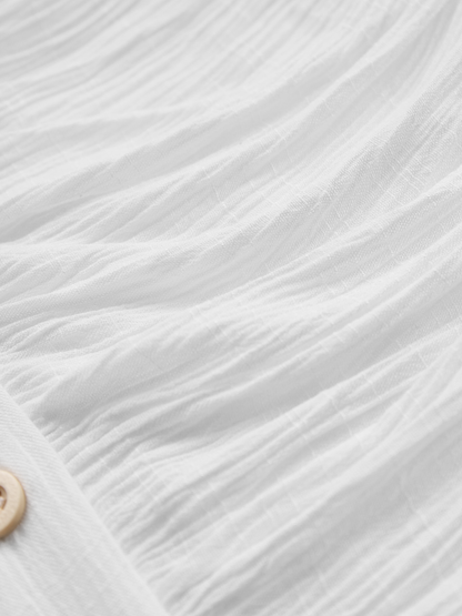 Cotton Linen Pleated Lapel Maxi Dress