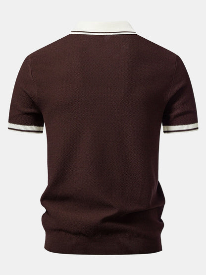Contrast Zipper Knit Polo