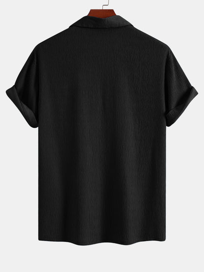 Textured Seersucker Short Sleeve Shirt & Drawstring Shorts Set