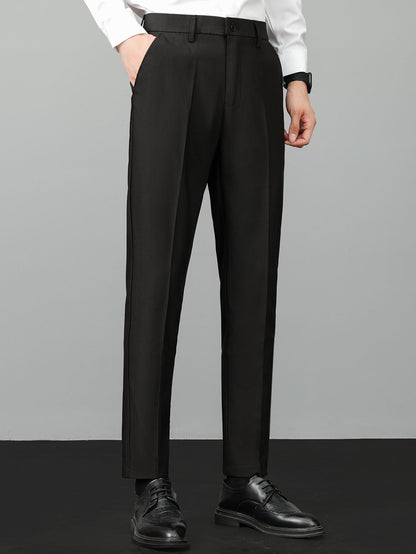 Contrast Trim Textured Zipper Knit Polo & Slim Fit Tapered Trousers